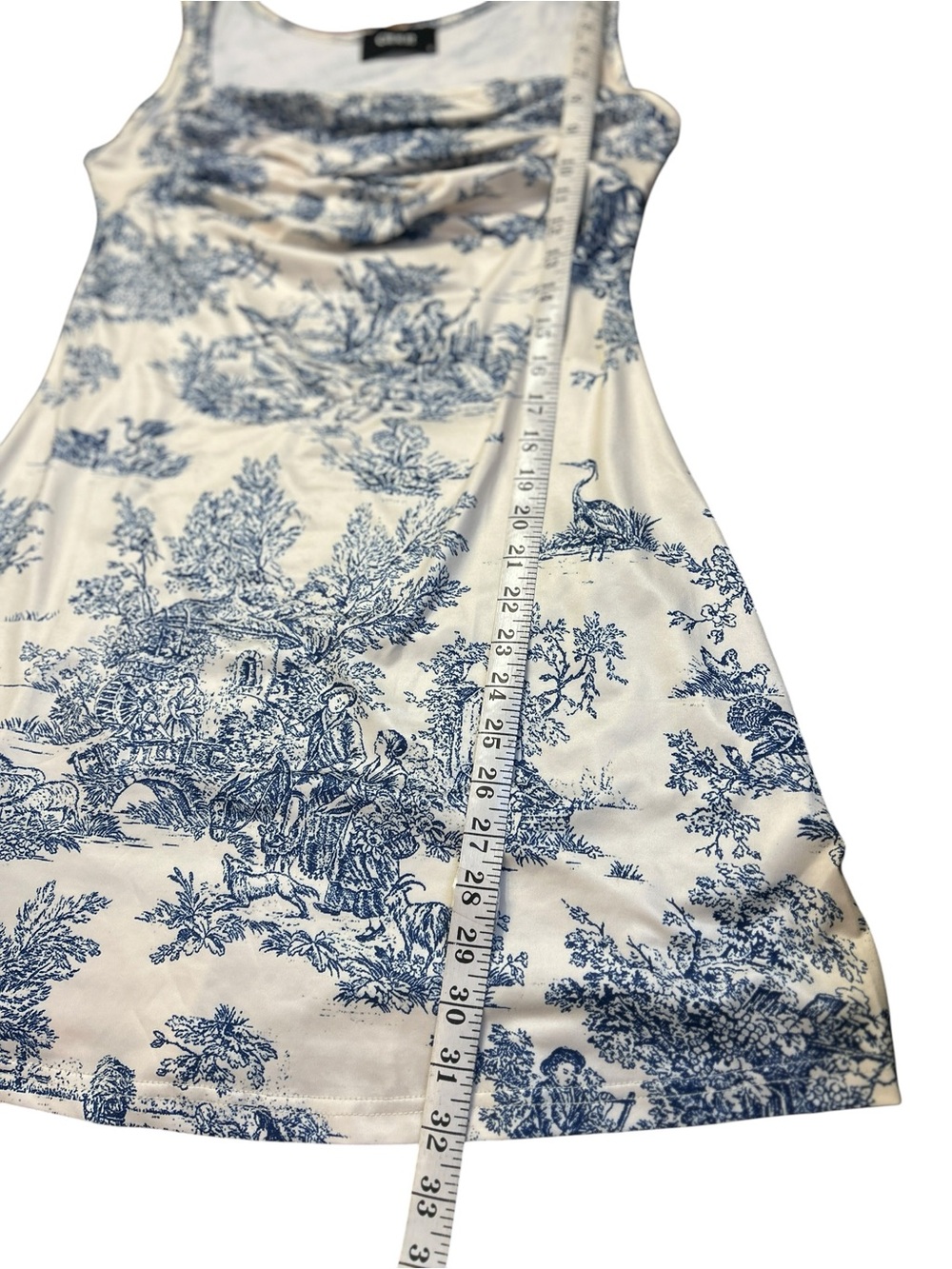 Cider White and Blue Toile Mini Dress - Picture 4 of 6